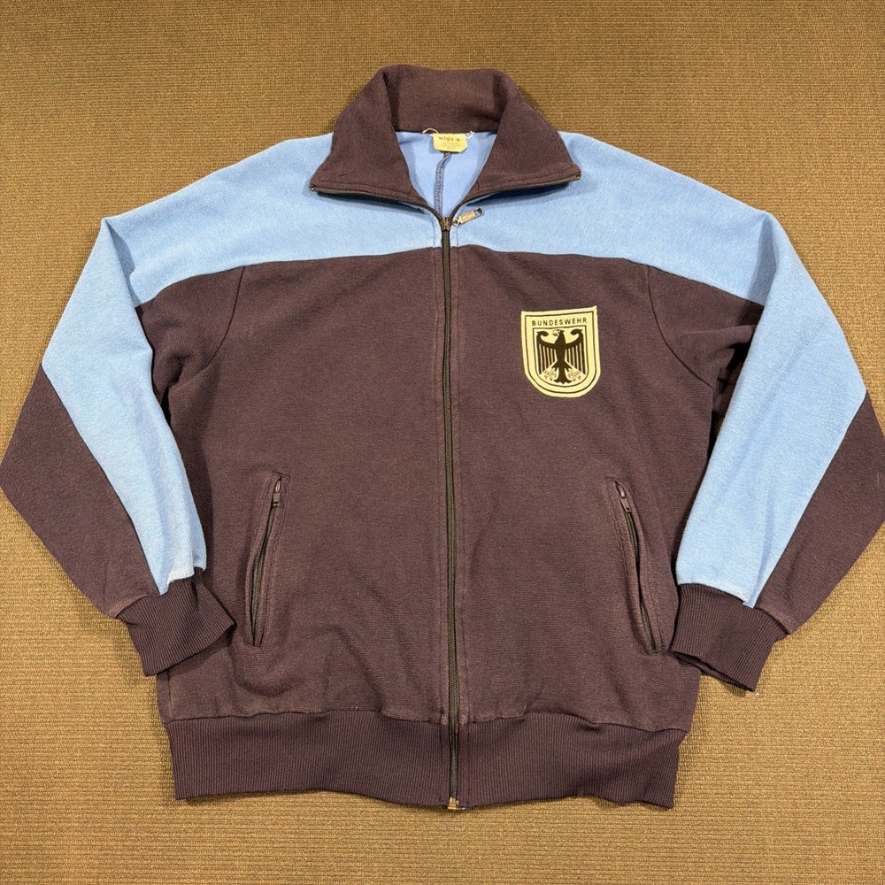 Vintage Bundeswehr Track Jacket German Army Training Top Blue Wigu Size 50/44 M